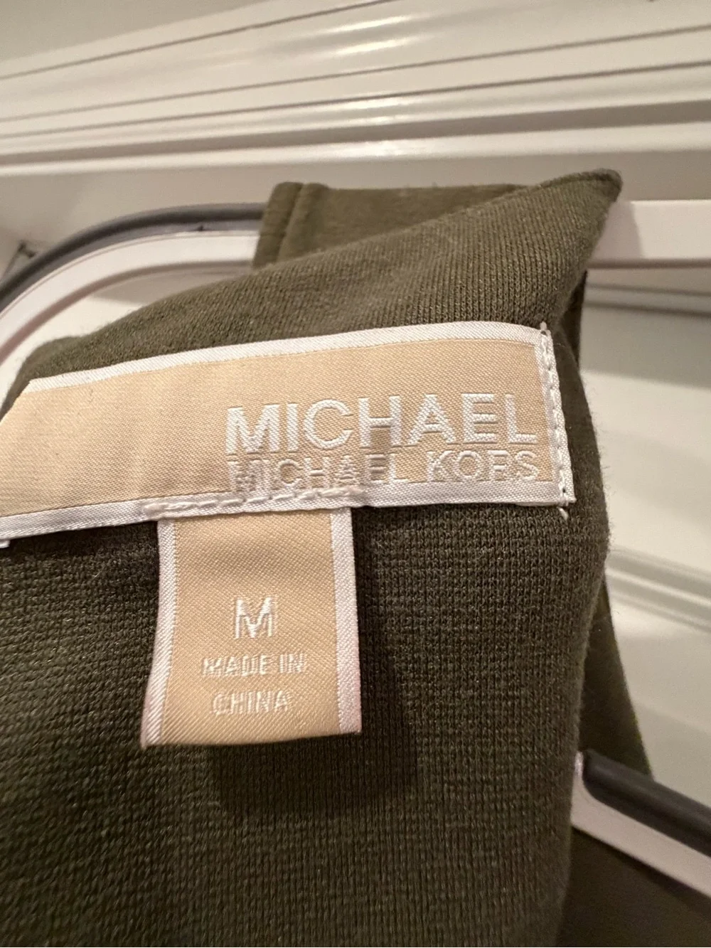 Michael Kors Olive Green Cold-Shoulder Belted Mini Dress